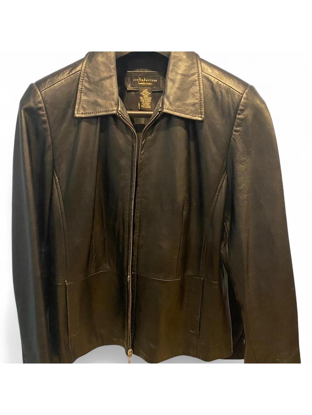 Croft & Barrow Gold Trim Lambskin Leather Jacket Size Large